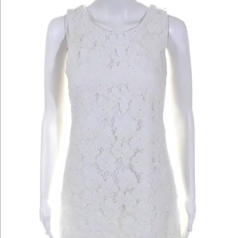 Amanda Uprichard Womens Round Neck Laser Cut Sheath Dress White Small - Picture 1 of 13